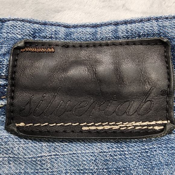 Vintage Levi's Jeans Mens W33 L30 Silvertab Slim Boot Leather Trim Flap Pockets - Picture 7 of 16